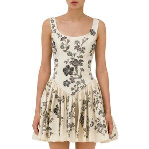 Agua By Agua Bendita Pluma Guayacan appliquéd gathered printed Cotton Mini Dress